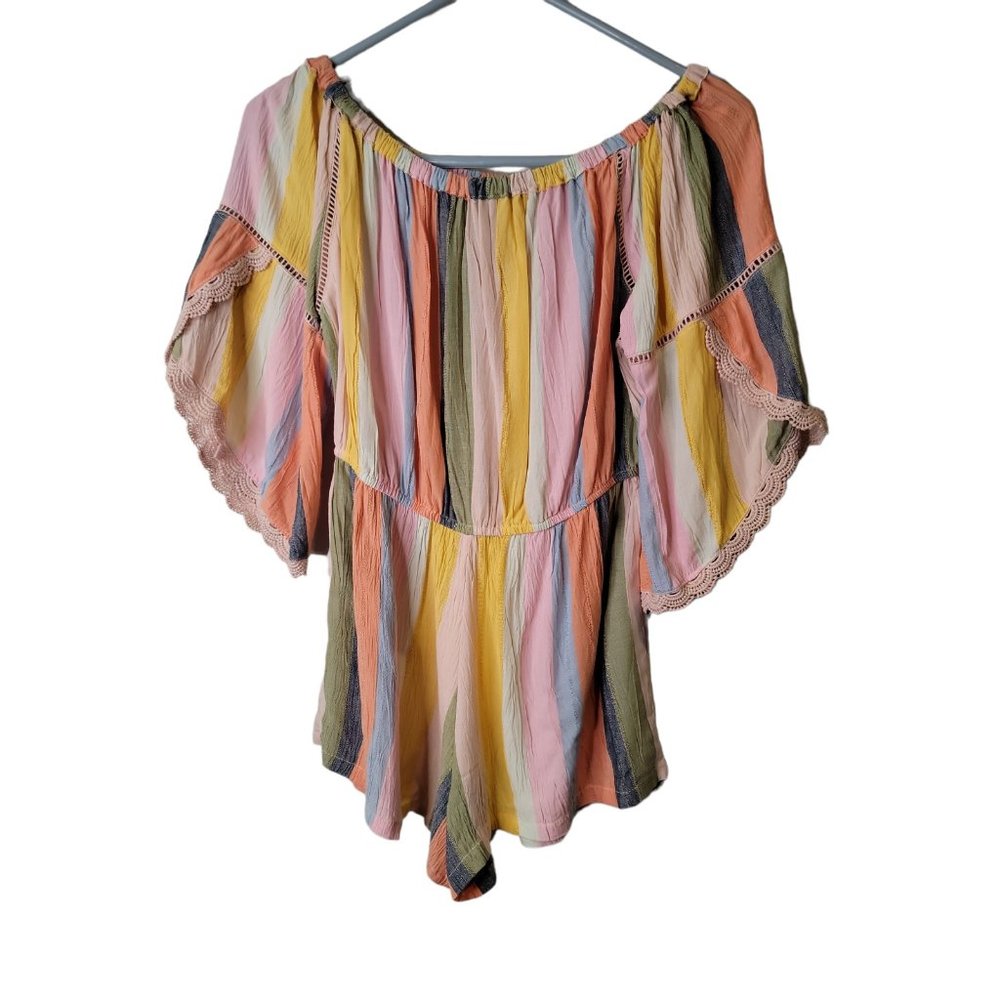 Angie Girls Romper Girls Size X-Large Striped Boho Off Shoulder NWT